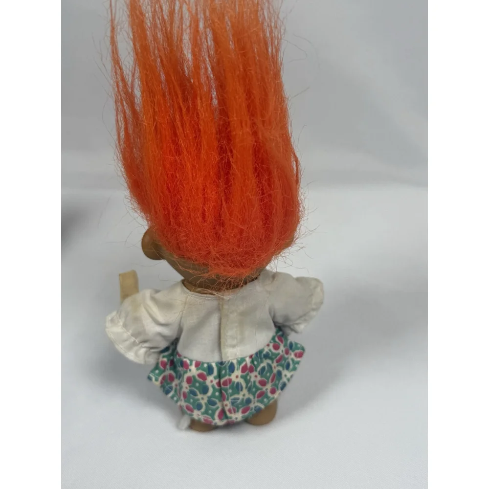 Russ Troll Doll A+ Teacher, Orange Hair, Ruler Apple Outfit Vintage 1980s School
